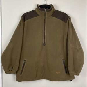 LL Bean Fleece Pullover Womens Large‎ Brown Half Zip Lined Made in USA 1354764